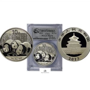 China, 2013 10 Yn, Silver 1oz, Panda, PCGS MS70