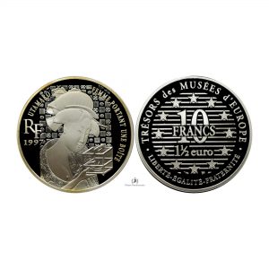 France, 1997 10 Francs - 1.5 Euro, Utamaro, Silver 0.900, PROOF