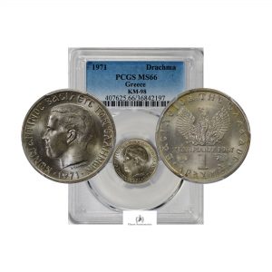 Greece, 1971 Drachma, Constantine II, PCGS MS66