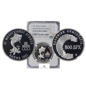 Greece, 1991 500 Drachmes, Mediterranean Games, Silver, NGC PF69 UCAM - TOP GRADE
