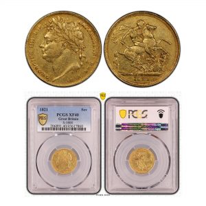 Great Britain, 1821 Gold Sovereign, George IV, PCGS XF40