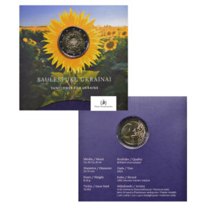 Lietuva, 2023 2 Euro, Sunflower For Ukraine, BU in Coincard