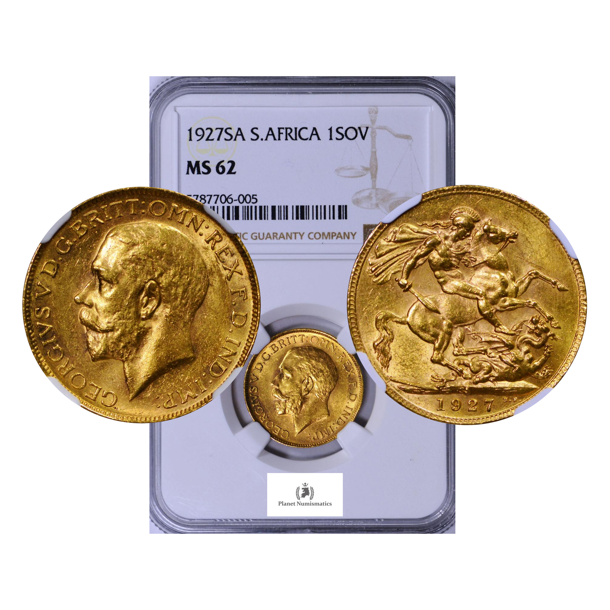 South Africa, 1927SA 1 Sovereign, Gold (0.917), V, NGC MS62