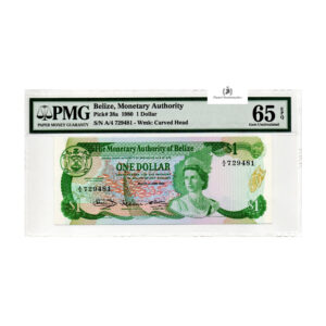 Belize, 1980 1 Dollar, Monetary Authority, PMG 65 EPQ