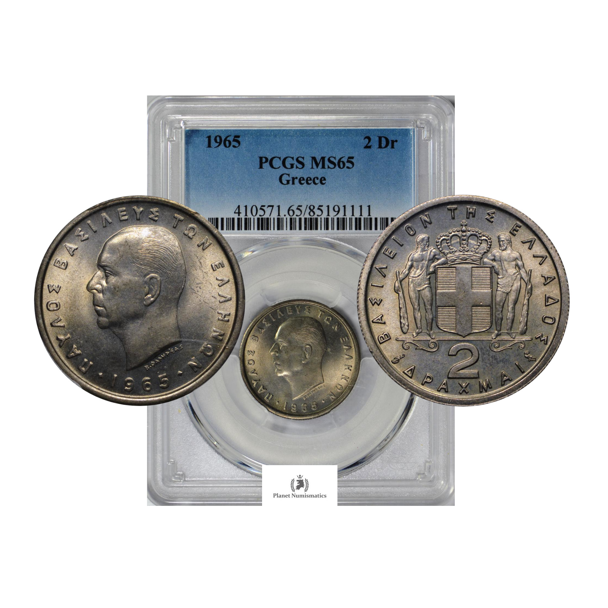 Greece, 1965 2 Drachmai, King Paul I, PCGS MS65