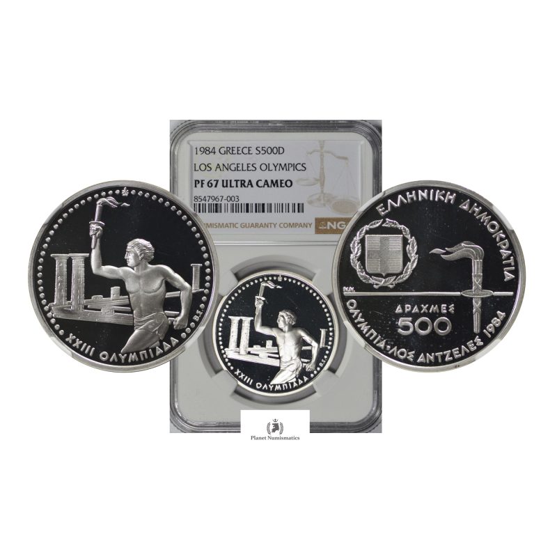Greece, 1984 500 Drachmes, Olympics - Los Angeles, Silver, NGC PF67 UCAM