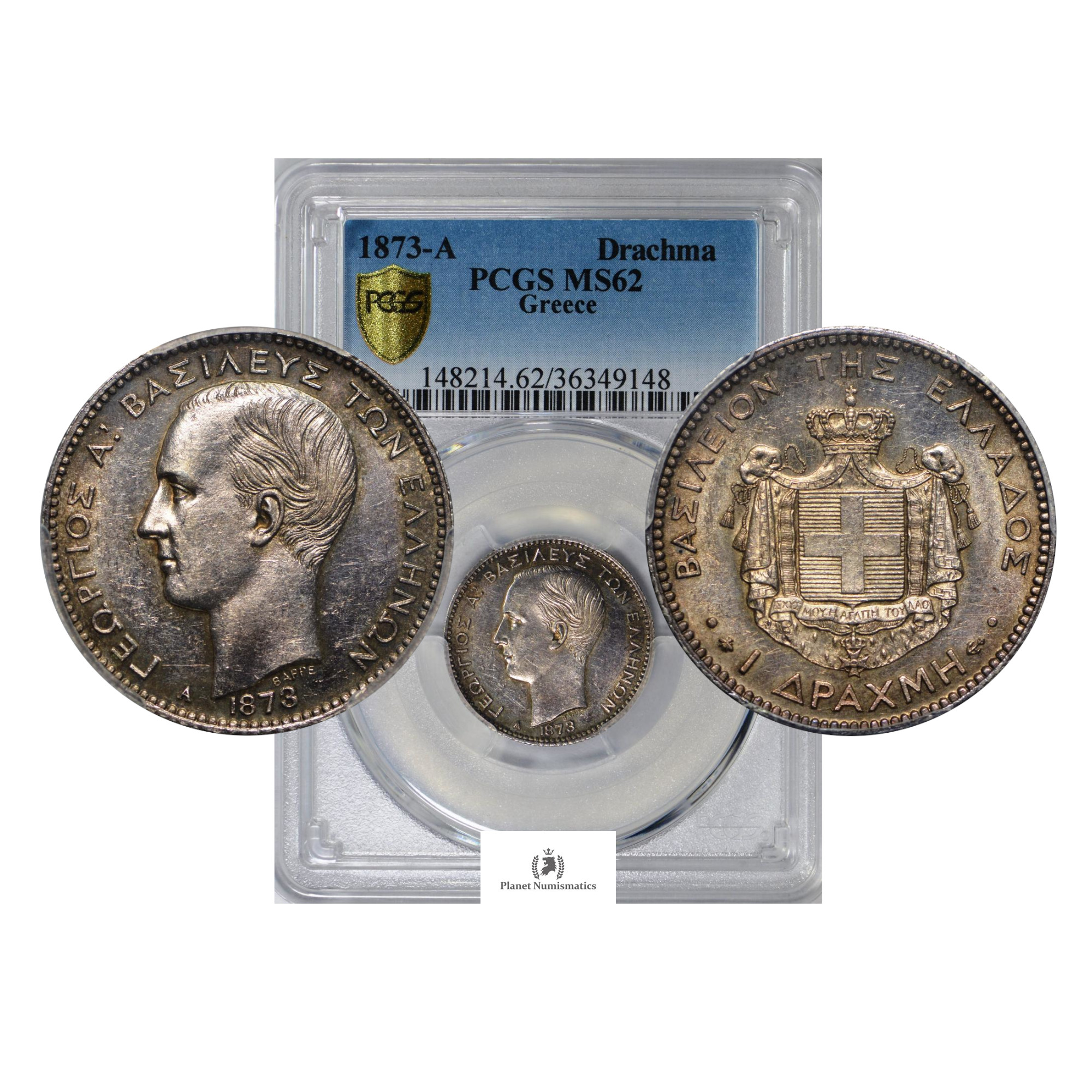 Greece, 1873-A Drachma, King George I, Silver, PCGS MS62