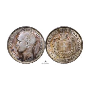 Greece, 1868-A Drachma, King George I, Silver, XF/AU Toned