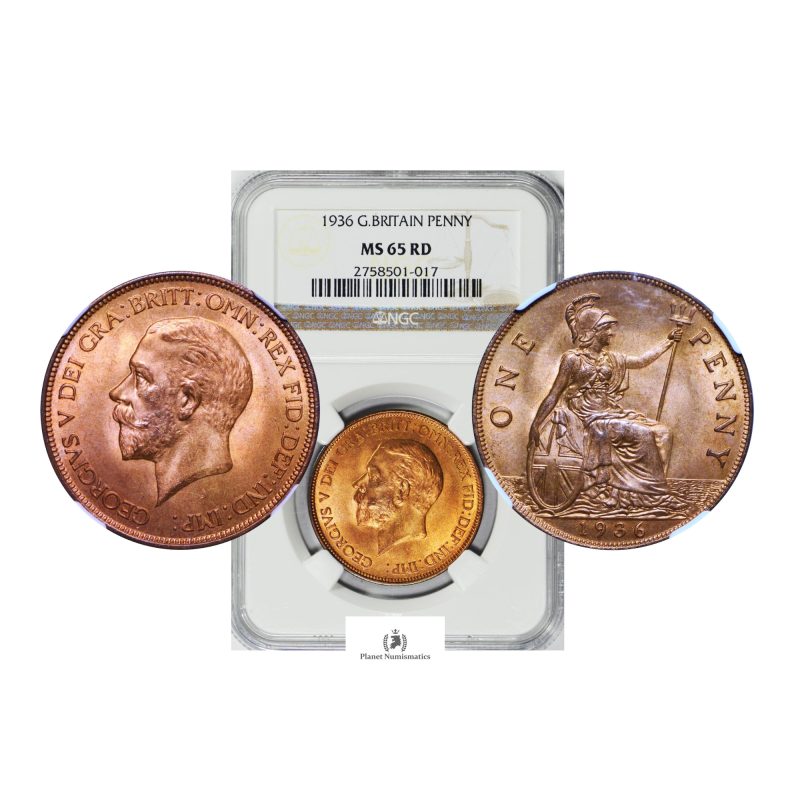 Great Britain, 1936 Penny, George V, NGC MS65 RD