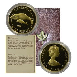 Canada, 1988 100 Dollars, Elizabeth II, Gold 1/4 oz, Proof