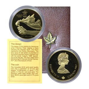Canada, 1988 100 Dollars, Calgary Olympics, Gold 1/4 oz, Proof