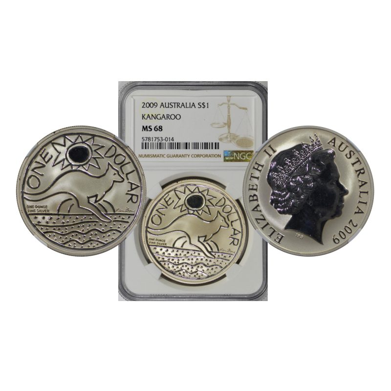 Australia, 2009 1 Dollar, Kangaroo, Silver, NGC MS68