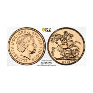 India-British, 2015-I Gold Sovereign, Elizabeth II, PCGS MS69 Top Pop