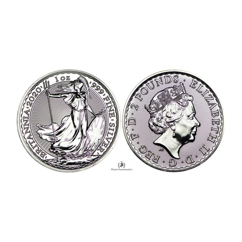 Great Britain, 2020 2 Pounds, Silver 1oz - .999, Britannia, Elizabeth II, BU