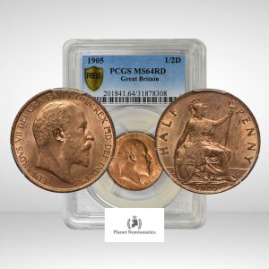 Great Britain, 1905, 1/2 Penny – Edward VII PCGS MS64 RD