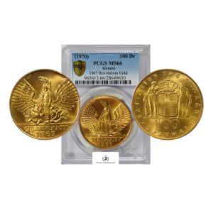 Greece, 1967 100 Drachmai, Revolution, Gold, PCGS MS66