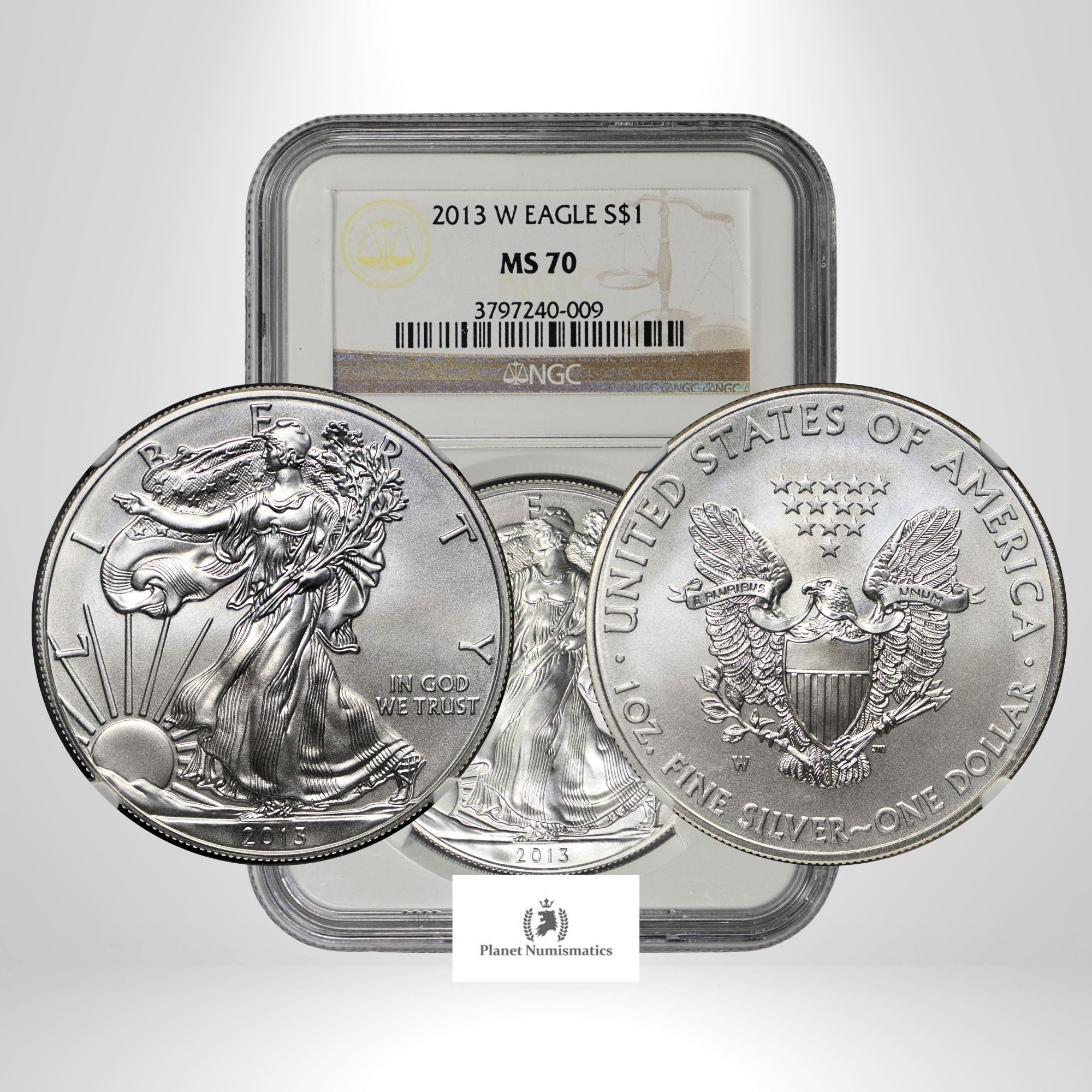 USA, 2013-W American Eagle, Silver 0.999, NGC MS70