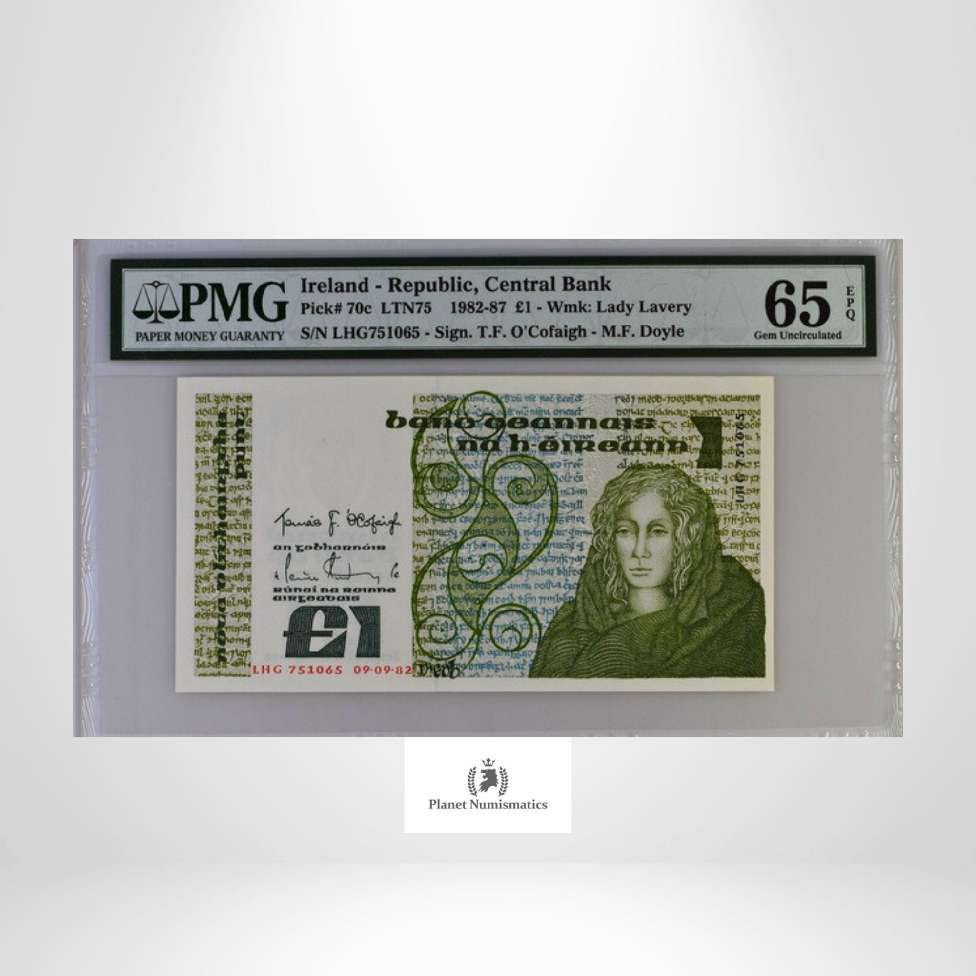 Ireland, 1982-87 1 Pound, Central Bank PMG 65 EPQ