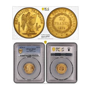 France, 1876-A 20 Francs, Gold, PCGS MS65