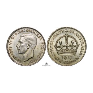Australia, 1937 Crown, George VI, Silver, AU
