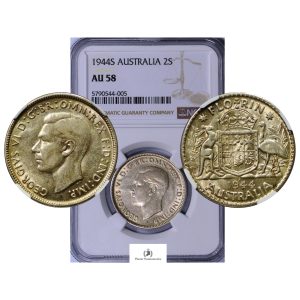 Australia, 1944-S Silver Florin, George VI, NGC AU58