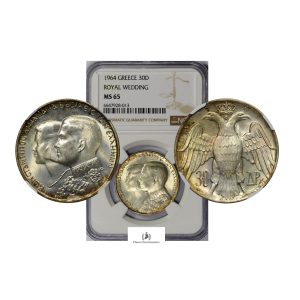 Greece, 1964 30 Drachmai, Silver, NGC MS65