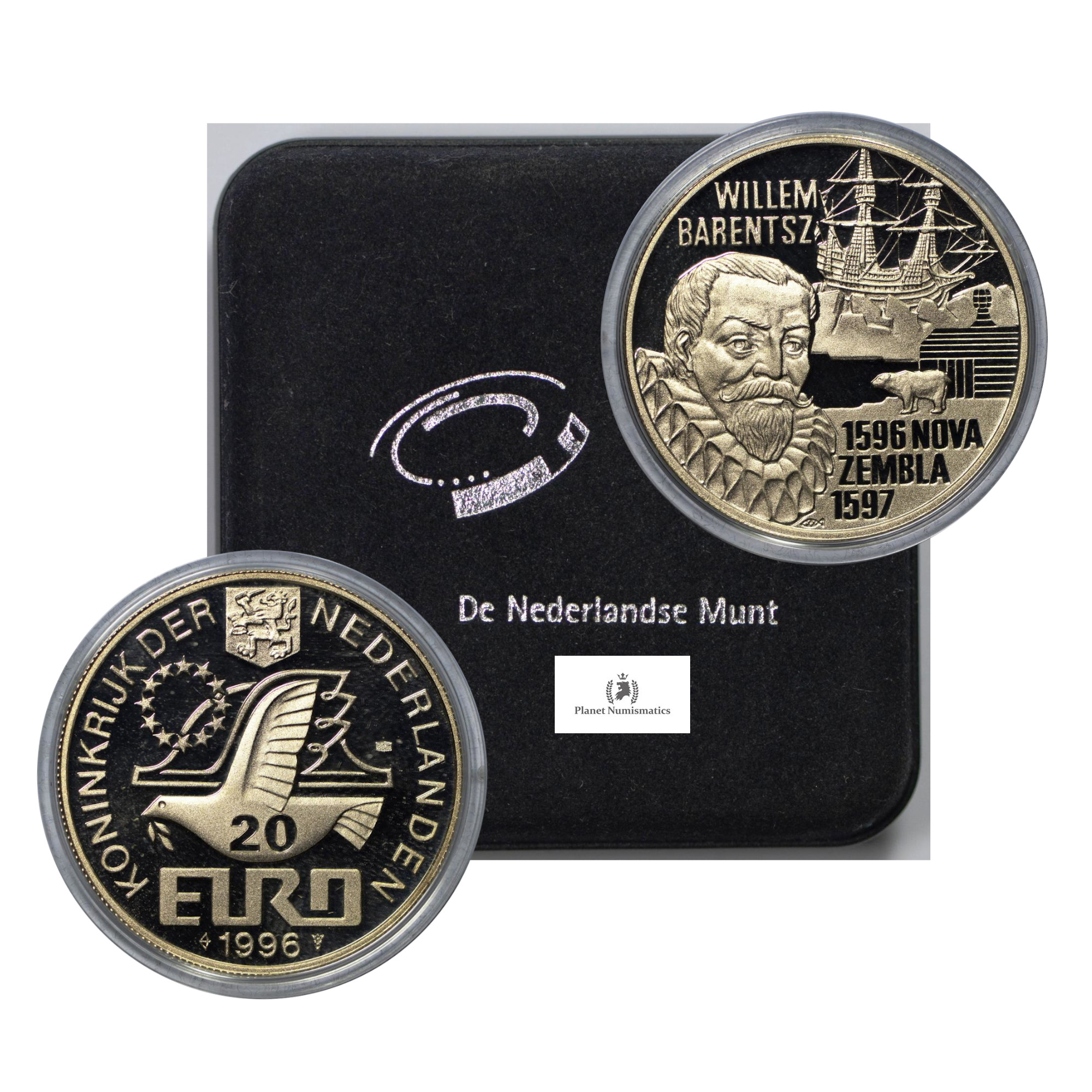 Nederland, 1996 20 Euro, Willem Barentsz, Silver, Proof Like