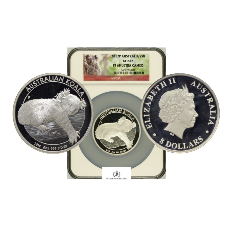 Australia, 2012-P 8 Dollars, Koala, Silver 5oz, NGC PF69 ULTRA CAMEO