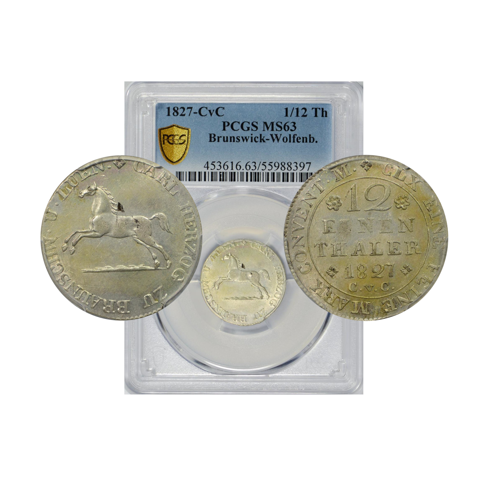Germany, 1827 - CvC 1/12 Thaler, Brunswick, PCGS MS63