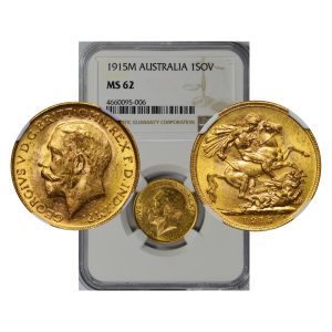 Australia, 1915-M Gold Sovereign, George V, NGC MS62