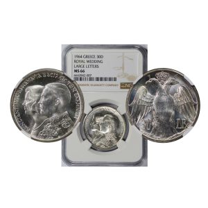 Greece, 1964 30 Drachmai, Silver, Large Letters, NGC MS66