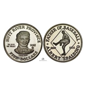 Hutt River, 1992 5 Dollars, Albert Spalding, Silver 1oz, Proof