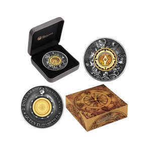Tuvalu, 2017 2 Dollars, Compass, Silver 2oz, Antiqued