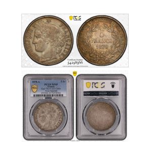 France, 1870-A 5 Francs, Ceres, Silver, PCGS XF45
