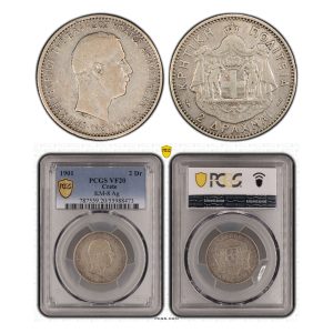 Greece-Crete, 1901 2 Drachmai, Silver, PCGS VF20