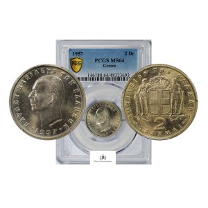 Greece, 1957 2 Drachmai , King Paul I, PCGS MS64