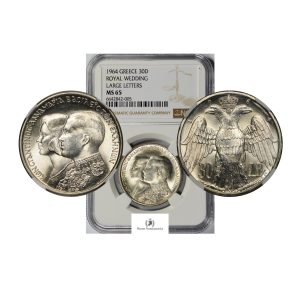 Greece, 1964 30 Drachmai, Silver, Large Letters, NGC MS65