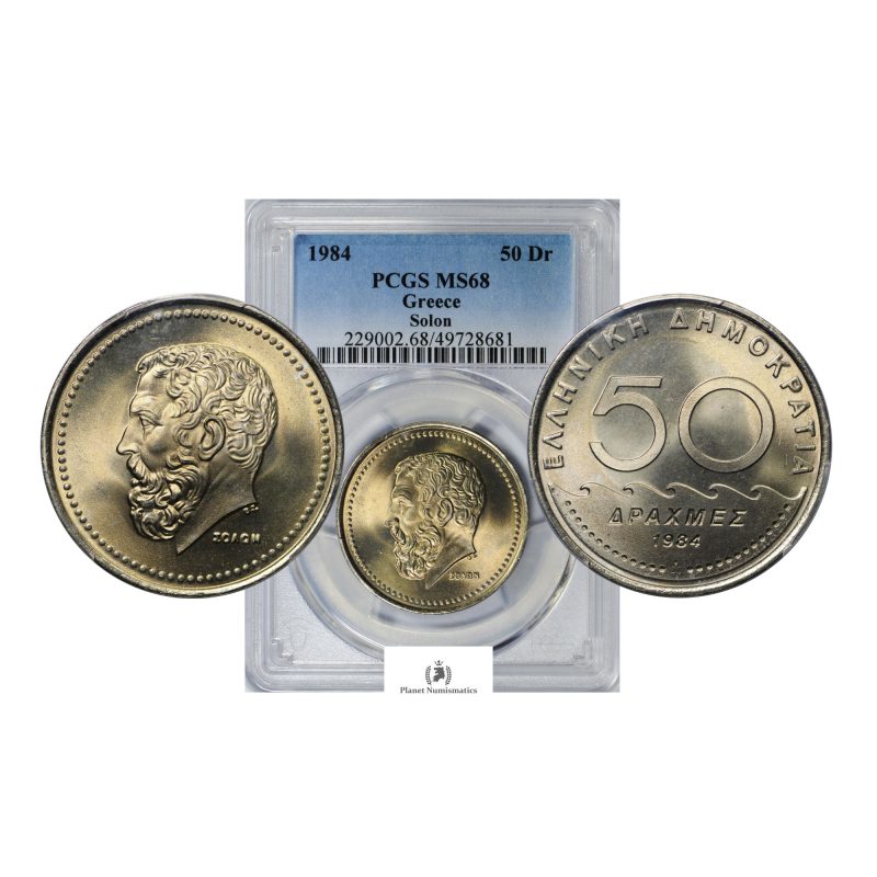 Greece, 1984 50 Drachmai, Solon, CuNi, PCGS MS68