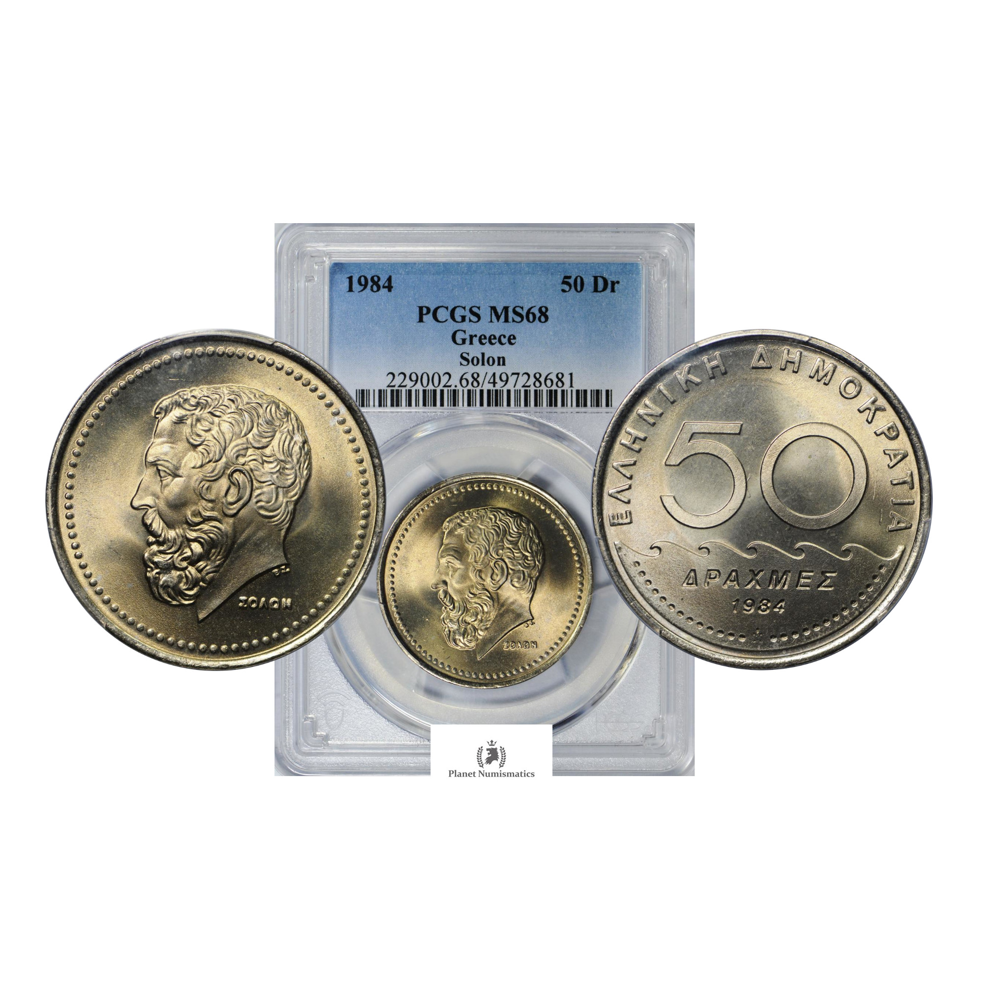 Greece, 1984 50 Drachmai, Solon, CuNi, PCGS MS68