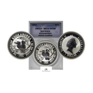 Australia, 1994 Silver 1 oz, Kookaburra, ANACS MS70