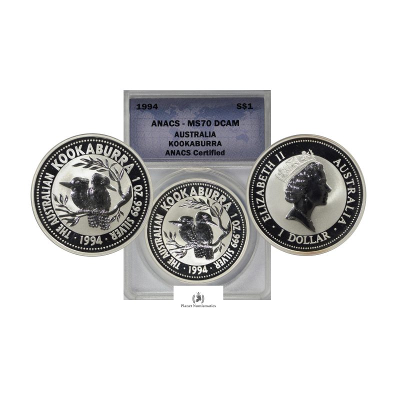 Australia, 1994 Silver 1 oz, Kookaburra, ANACS MS70