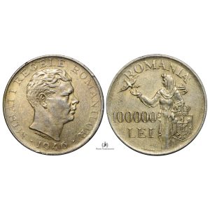 Romania, 1946 100000 Lei, Mihai I, Silver, XF/AU