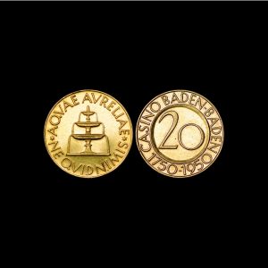 Germany, 1950 20 Mark, Casino Baden – Baden, Gold, AU/UNC Rare