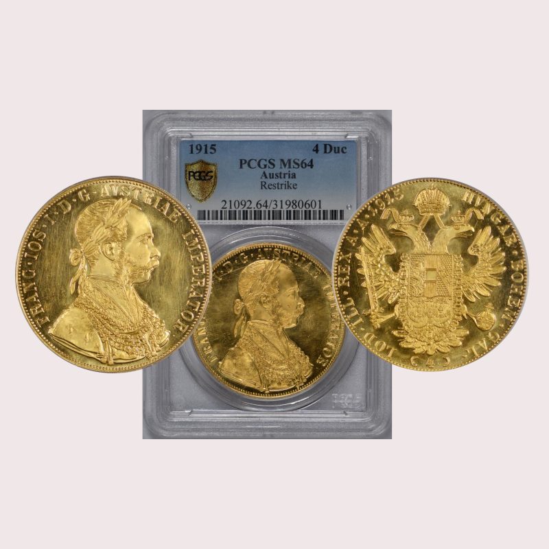Austria, 1915 4 Ducat, Franz Joseph I, Gold - Restrike, PCGS MS64