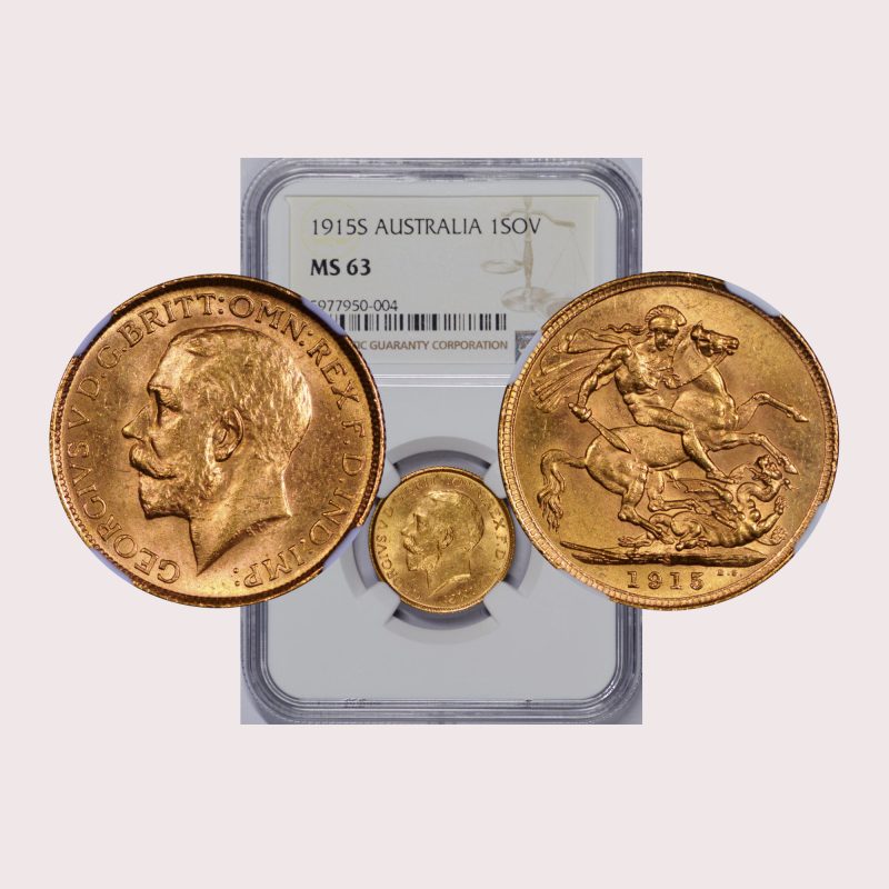 Australia, 1915-S Gold Sovereign, George V, NGC MS63