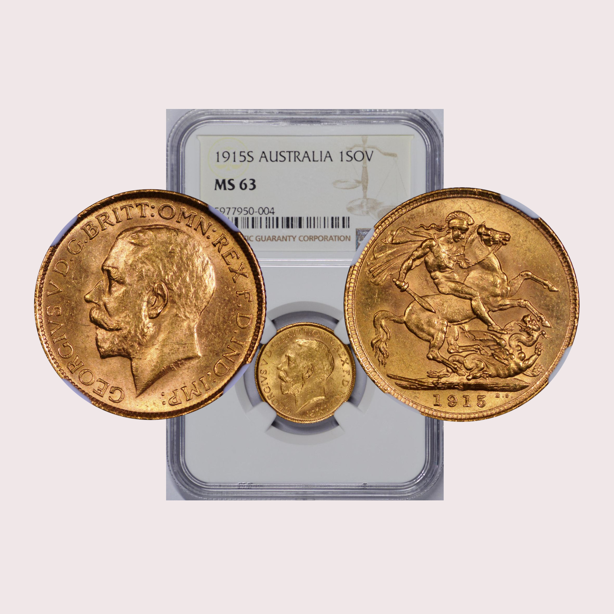 Australia, 1915-S Gold Sovereign, George V, NGC MS63