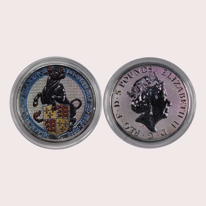 Great Britain, 2018 2 oz Silver Queen's Beast - Black Bull of Clarence - Coin .9999 Fine, Coloured