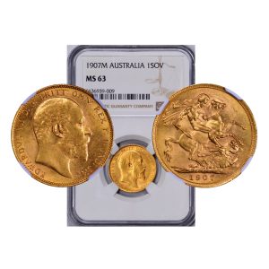 Australia, 1907-M Gold Sovereign, Edward VII, NGC MS63