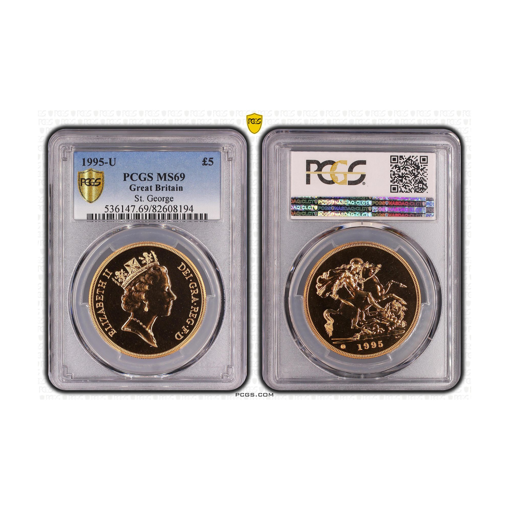 Great Britain, 1995 5 Pounds, Elizabeth II, Gold, PCGS MS69