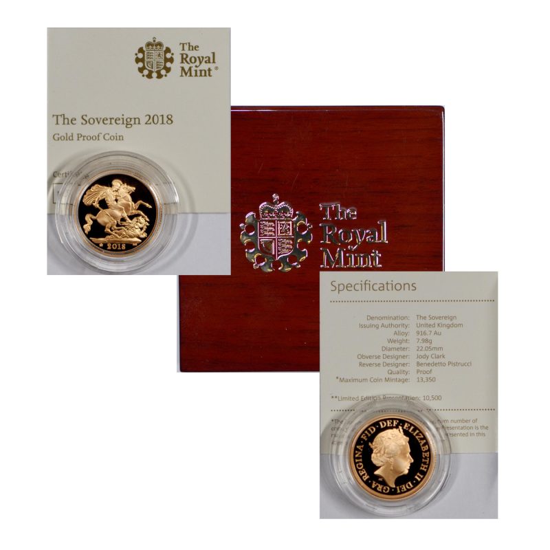 Great Britain, 2018 Gold Sovereign, Elizabeth II, Proof - Box and Coa